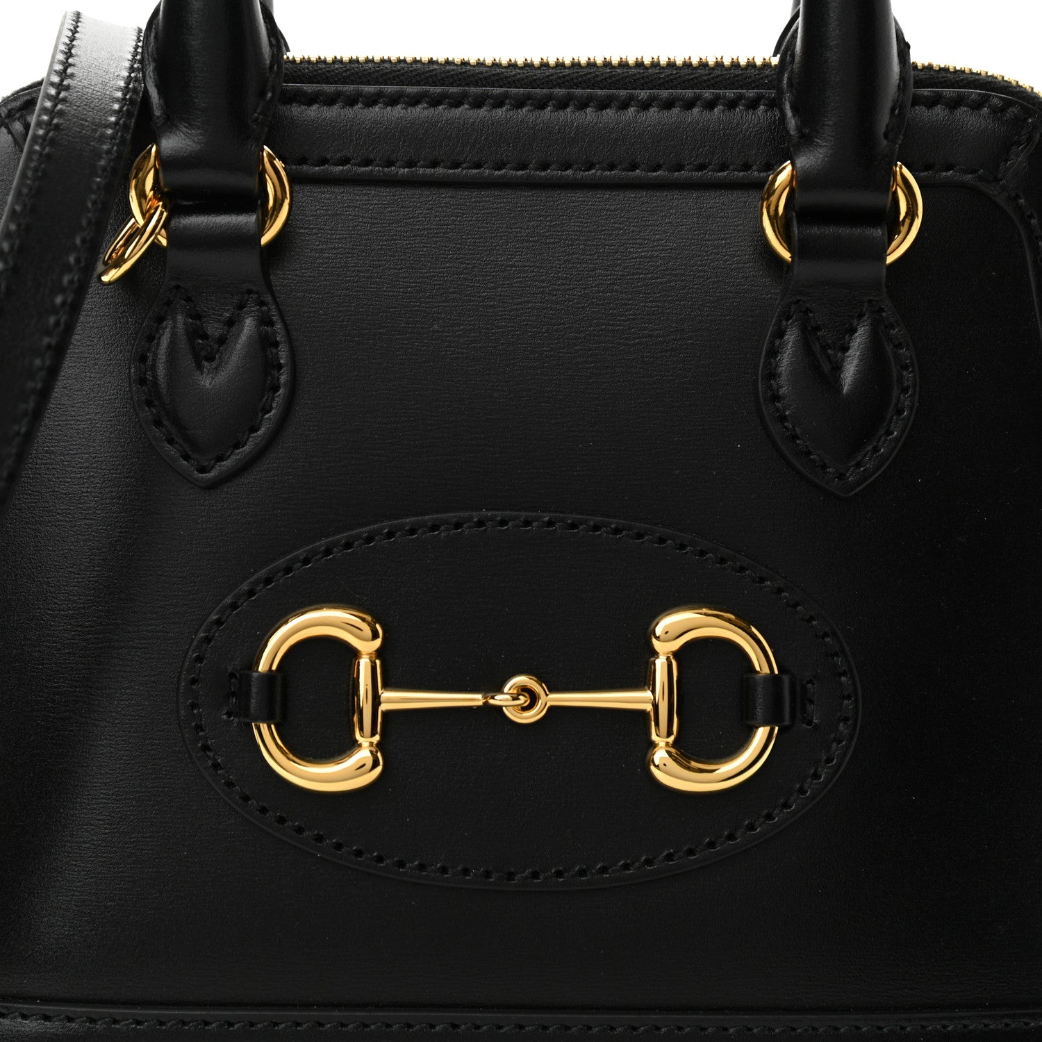 Gucci Boarded Plutone Calfskin Mini Horsebit 1955 Top Handle Bag Black 8 of 9