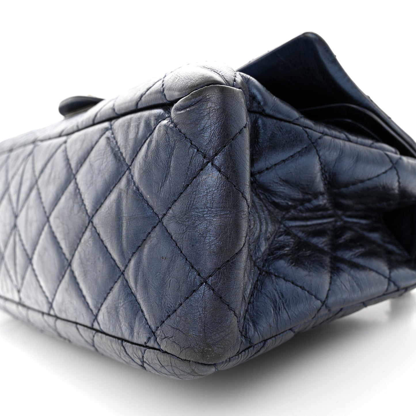 Metallic Aged Calfskin Quilted 2.55 Reissue 228 Flap Blue