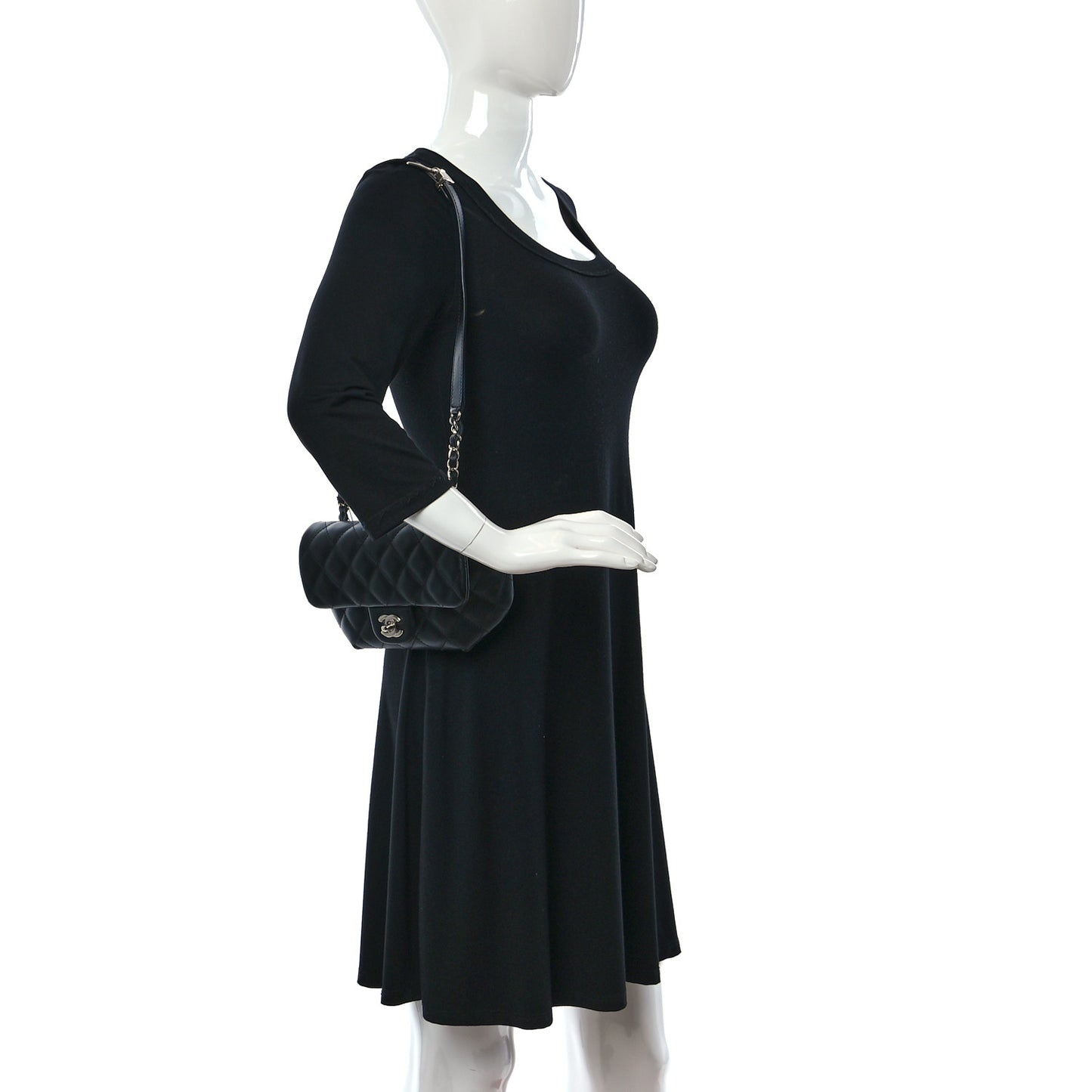 Calfskin Quilted CC Uniform Flap Belt Bag Black