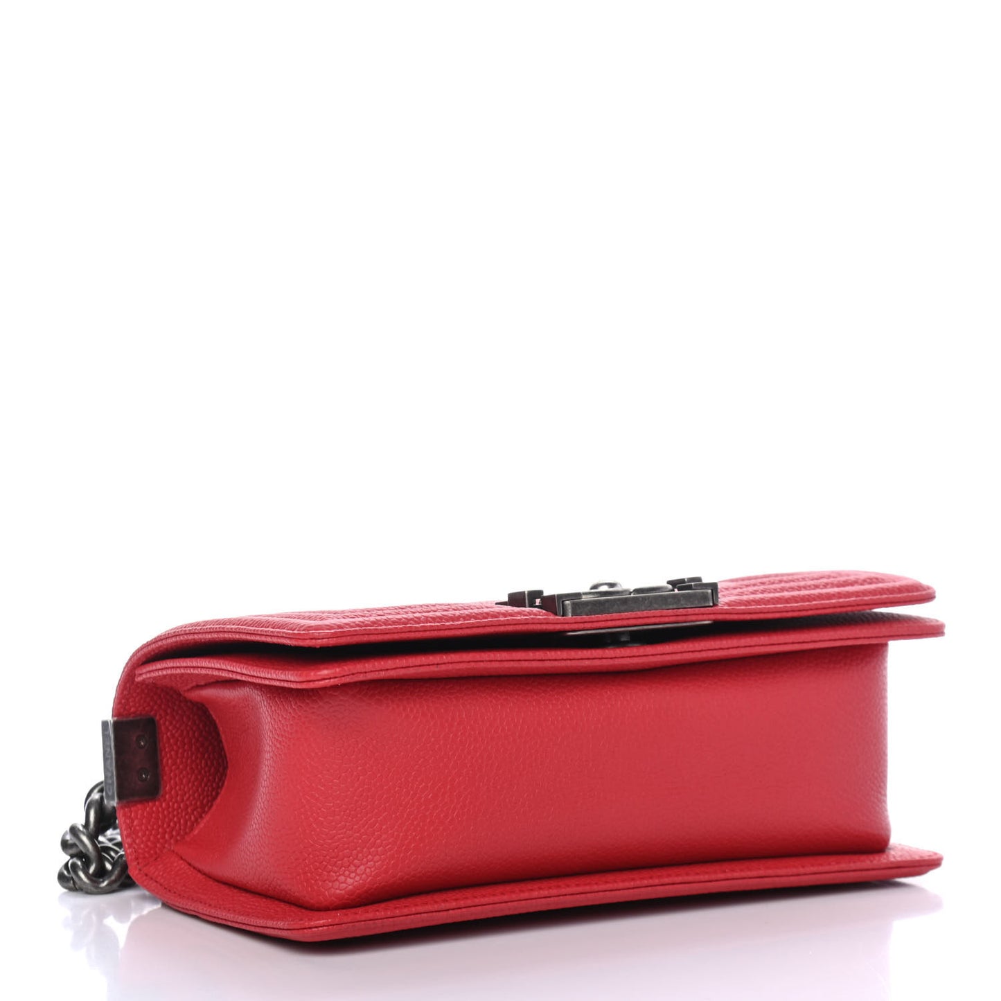 Caviar Chevron Quilted Small Boy Flap Red