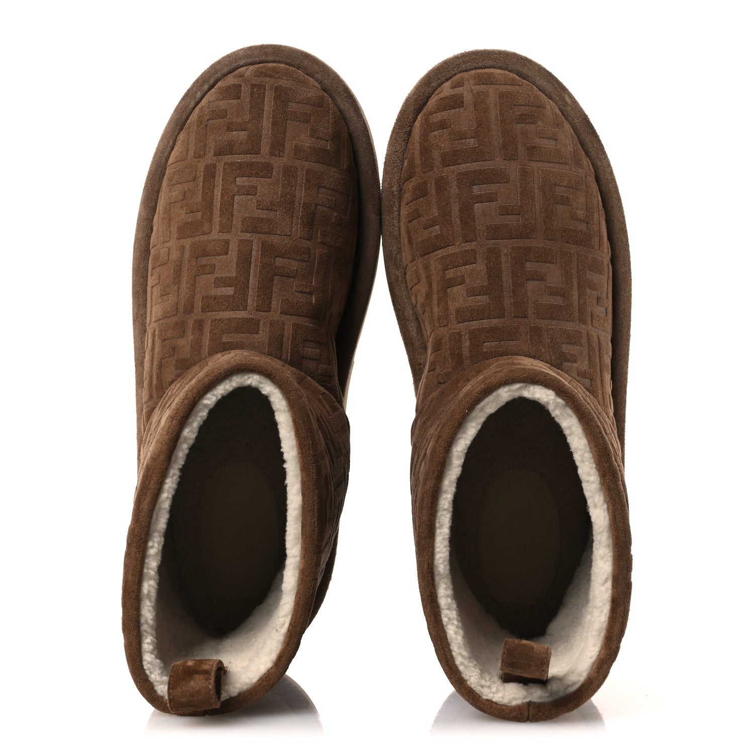 Fendi Suede Shearling FF Mens Afterski Boots 10 Tobacco Latte 2 of 11