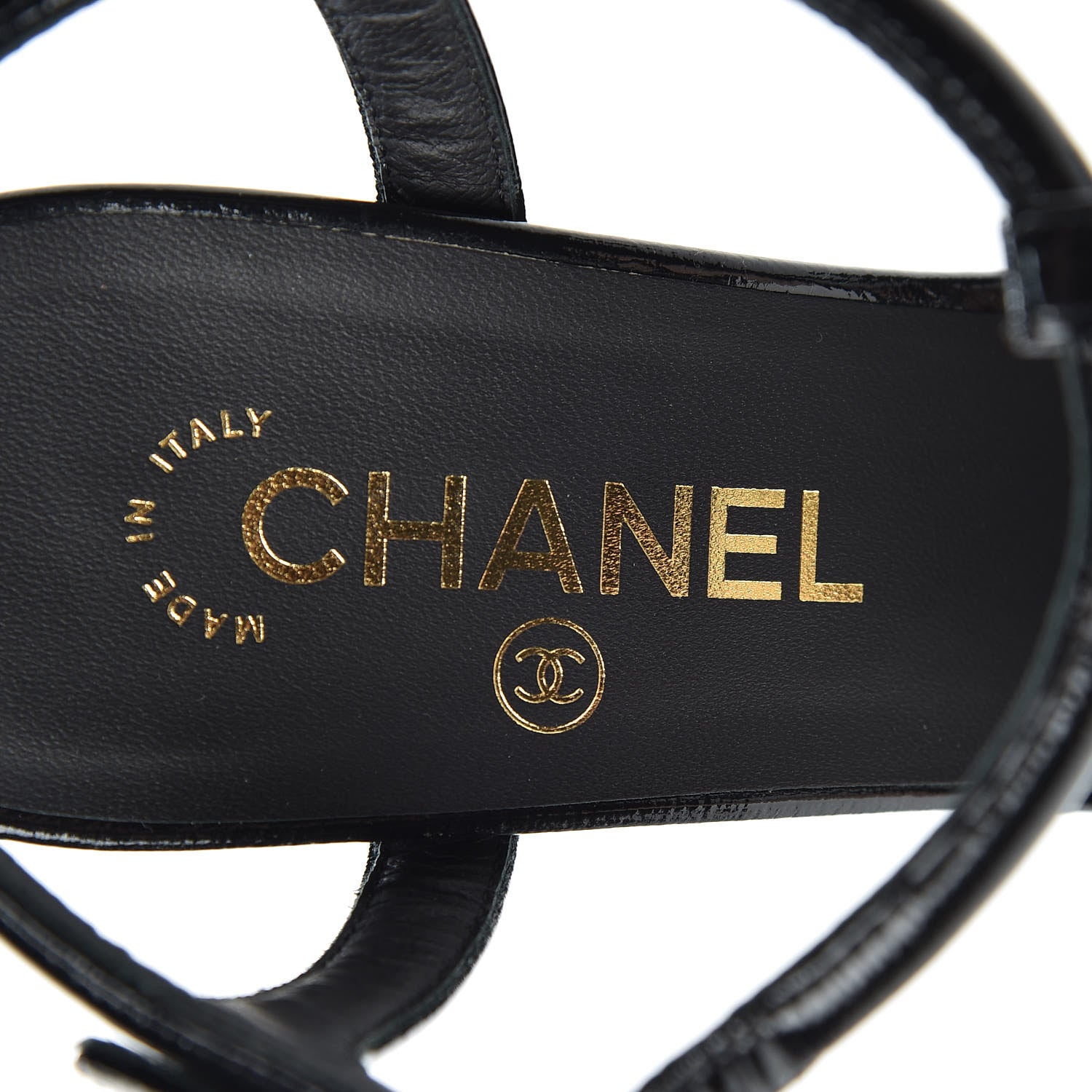 Chanel Patent Crumpled Calfskin Parthenon Platform Sandals 40 Black 5 of 10