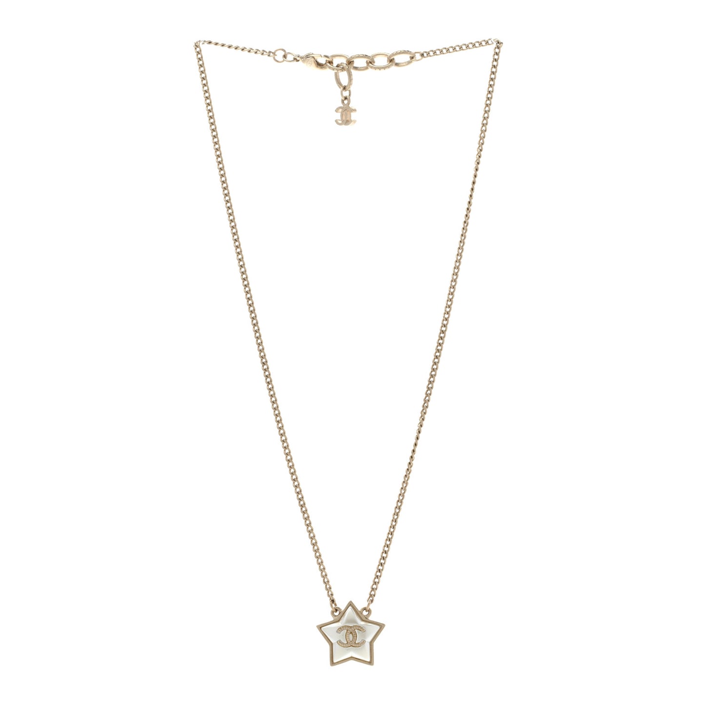 Pearl CC Star Necklace Gold