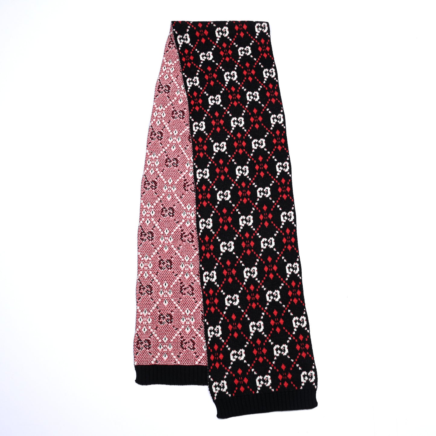 Wool GG Monogram Scarf Red Black Blue