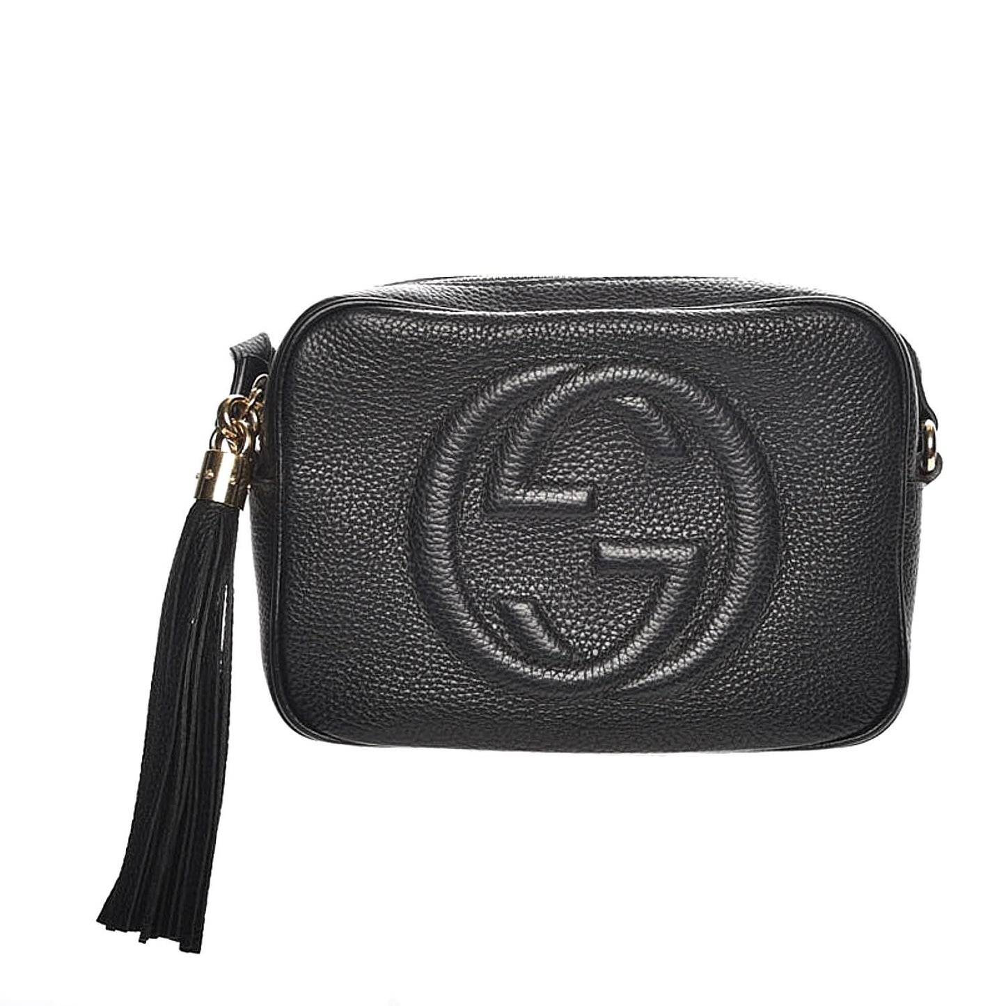 Pebbled Calfskin Small Soho Disco Bag Black