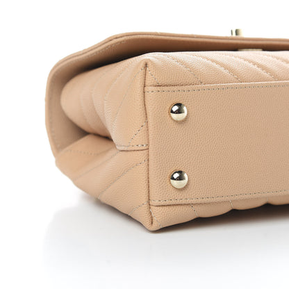 Chanel Caviar Chevron Quilted Mini Coco Handle Flap Beige 9 of 12