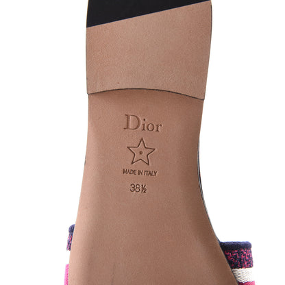Christian Dior Canvas Embroidered Animals Dway Mules Slide Sandals 38.5 Deep Blue Fuchsia 7 of 10