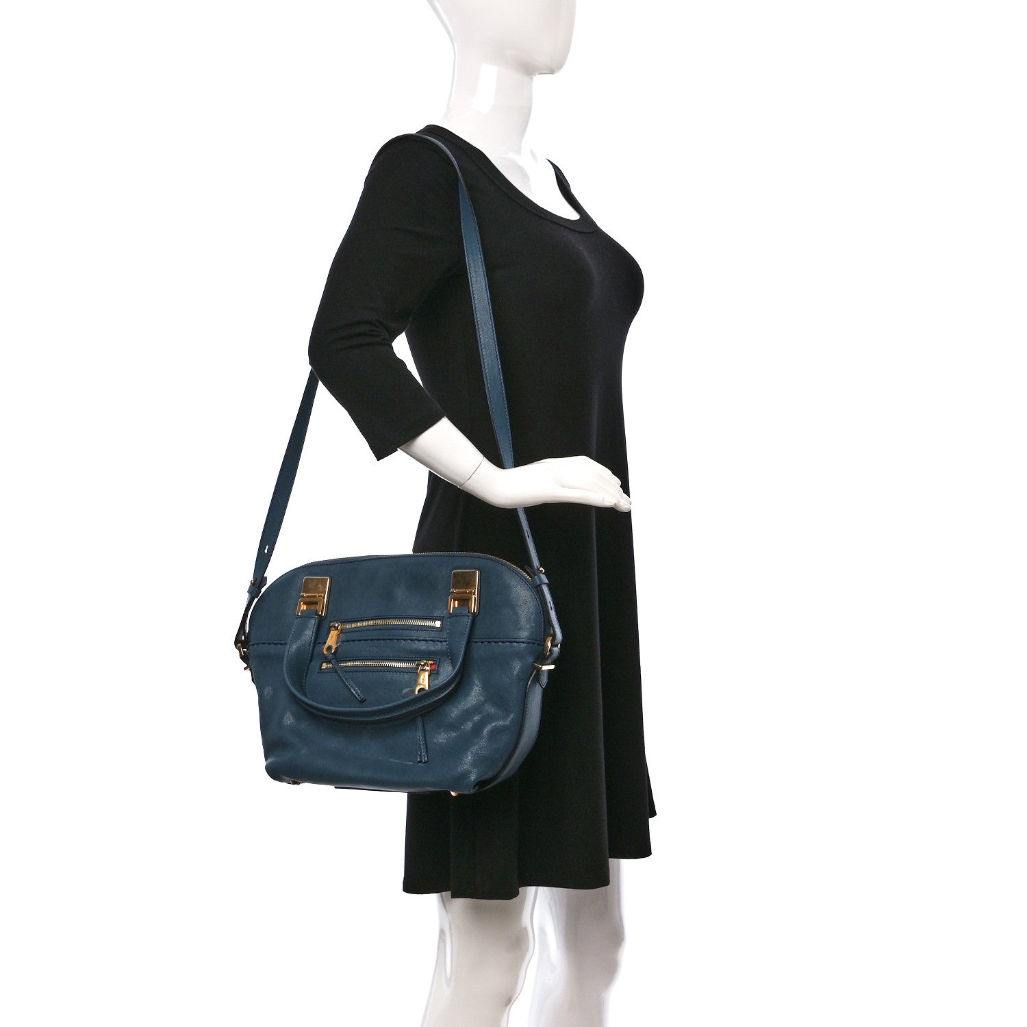 Chloe Leather Medium Angie Shoulder Bag Fjord Blue 2 of 8