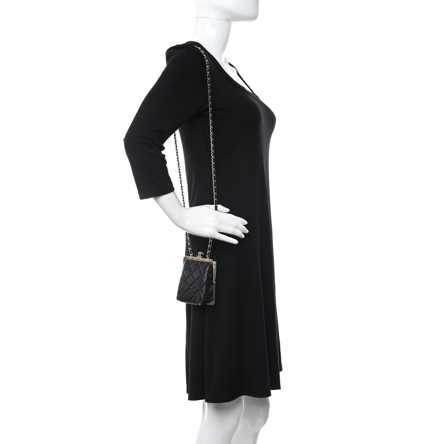 Chanel Lambskin Plexi Quilted CC Evening Clutch With Chain Black 2 of 11