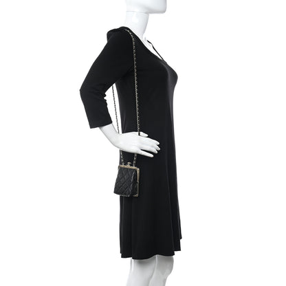 Chanel Lambskin Plexi Quilted CC Evening Clutch With Chain Black 2 of 11