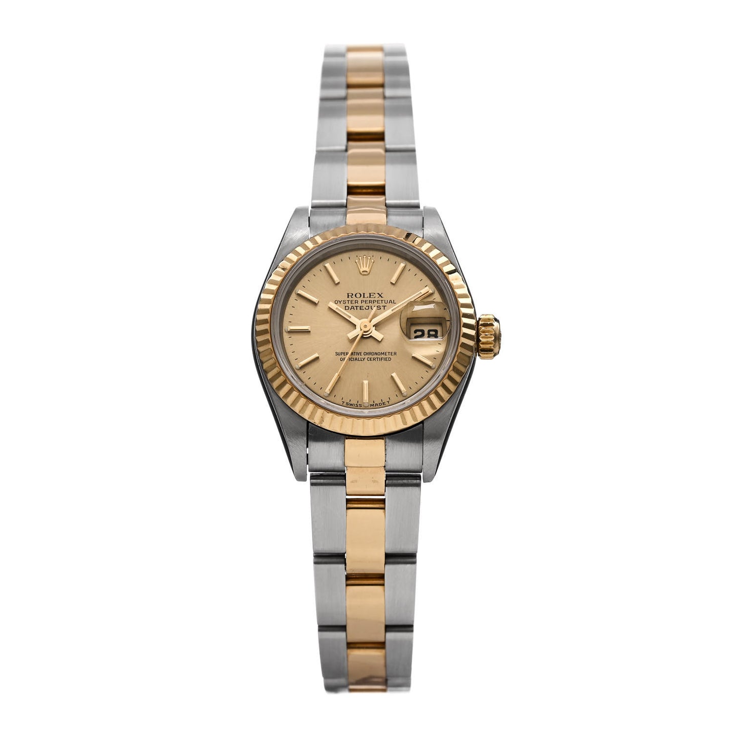 Stainless Steel 18K Yellow Gold 26mm Oyster Perpetual Datejust Watch Champagne 69173