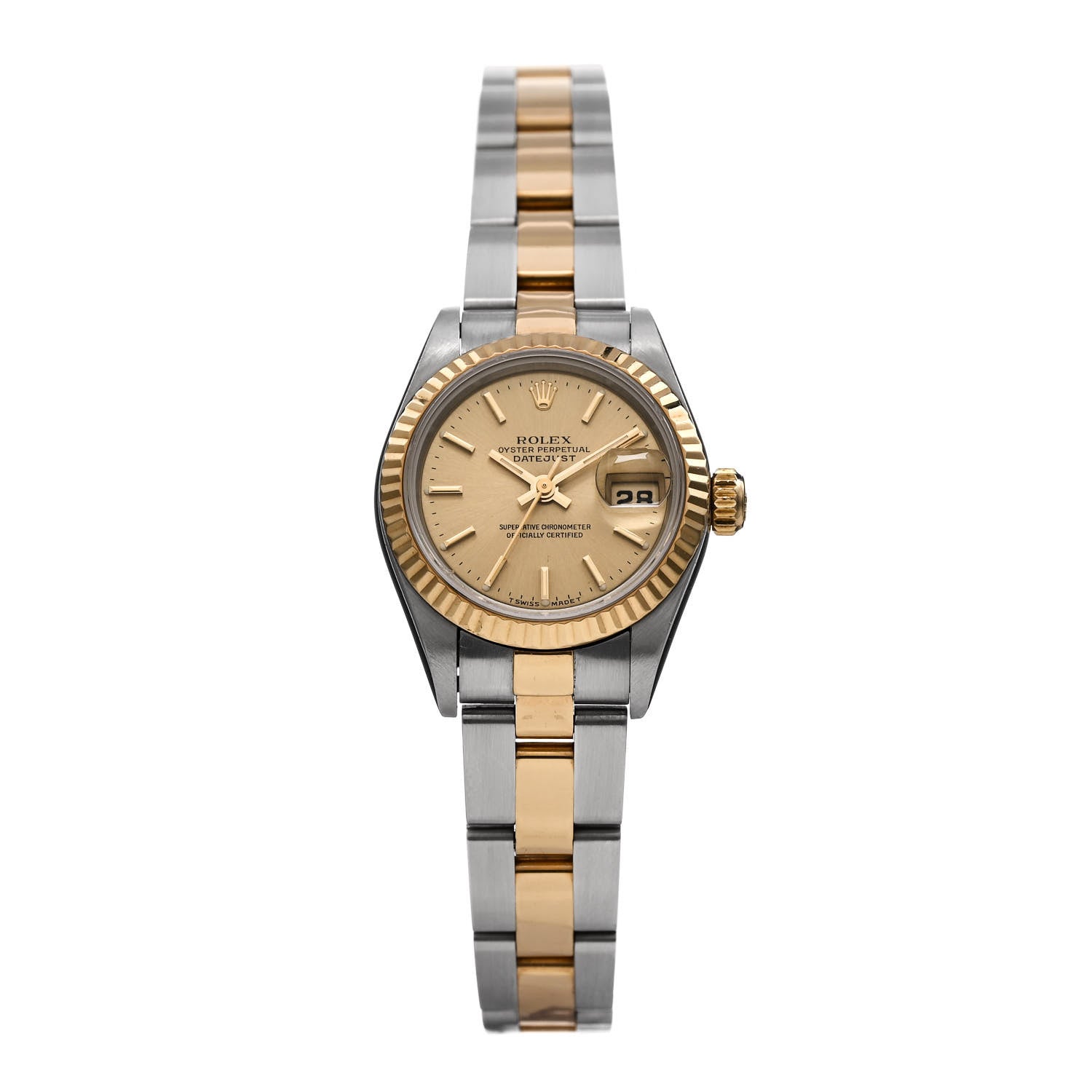 Rolex Stainless Steel 18K Yellow Gold 26mm Oyster Perpetual Datejust Watch Champagne 69173 1 of 4