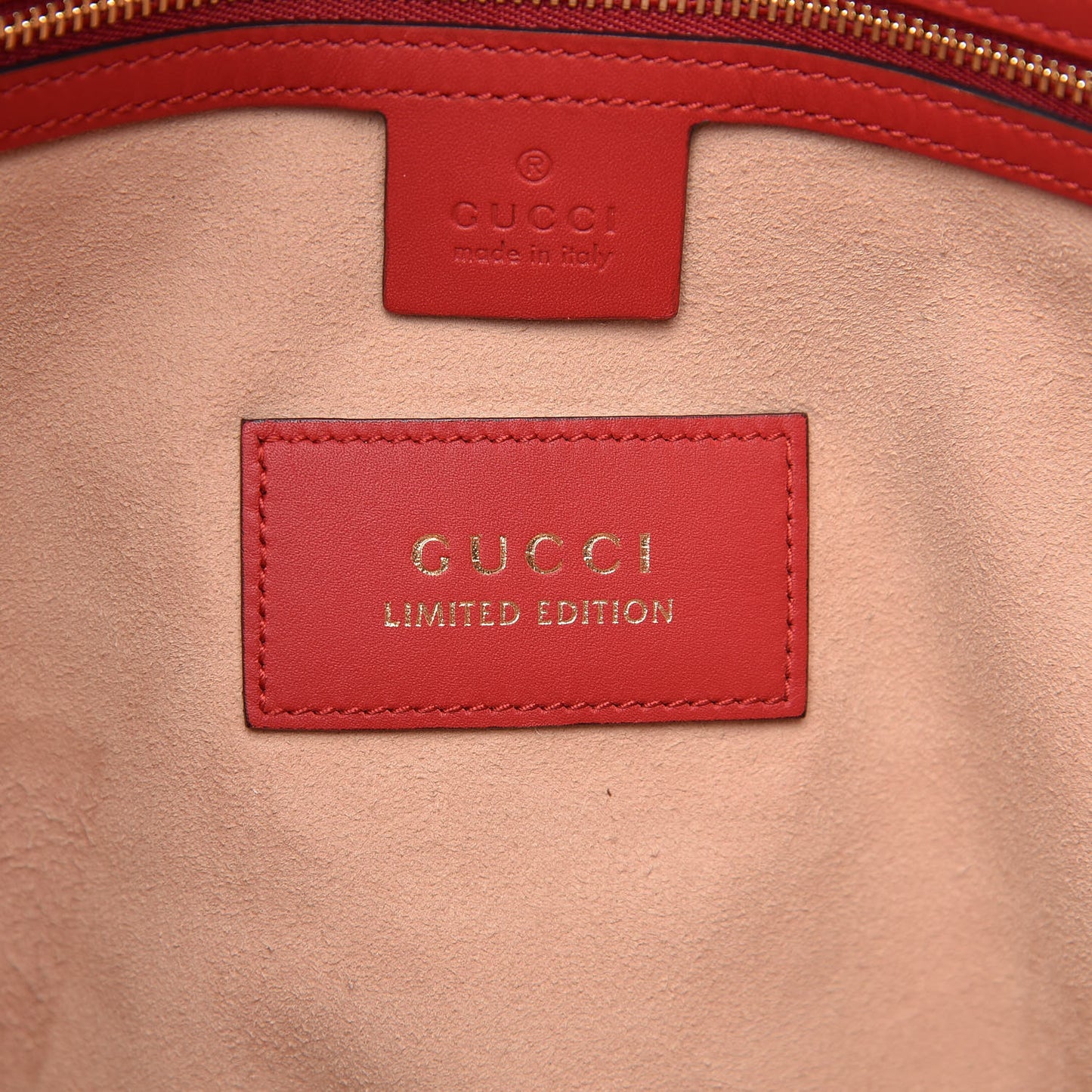 Soft GG Supreme Monogram Kingsnake Heart Embroidered Medium Crossbody Tote Beige Hibiscus Red