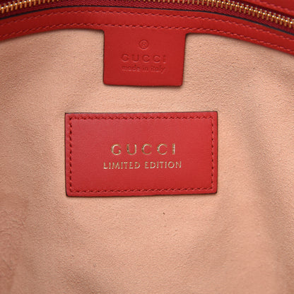 Gucci Soft GG Supreme Monogram Kingsnake Heart Embroidered Medium Crossbody Tote Beige Hibiscus Red 6 of 11