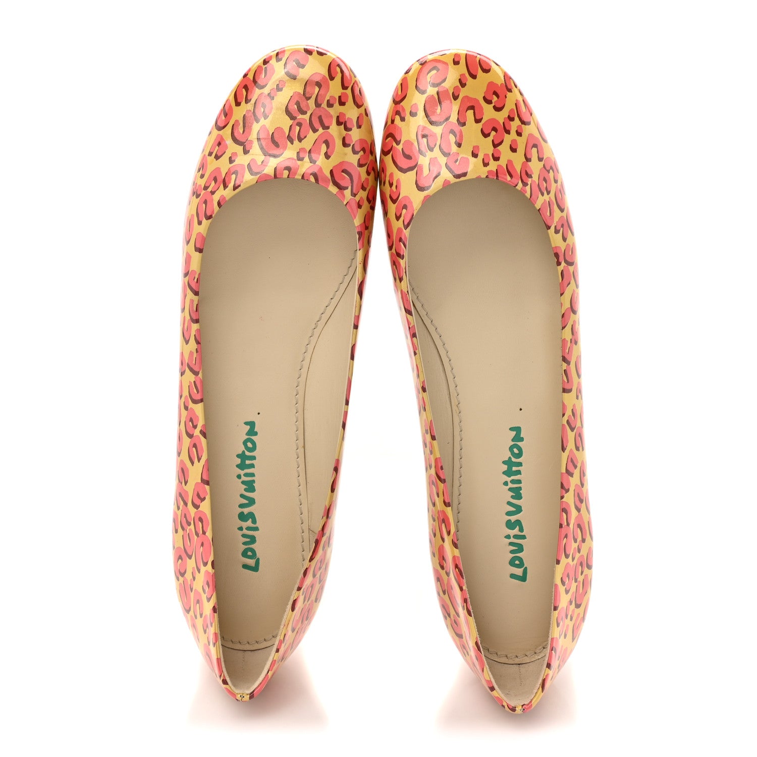 Louis Vuitton Patent Leopard Ballet Flats 39 Blanc Corail 2 of 12