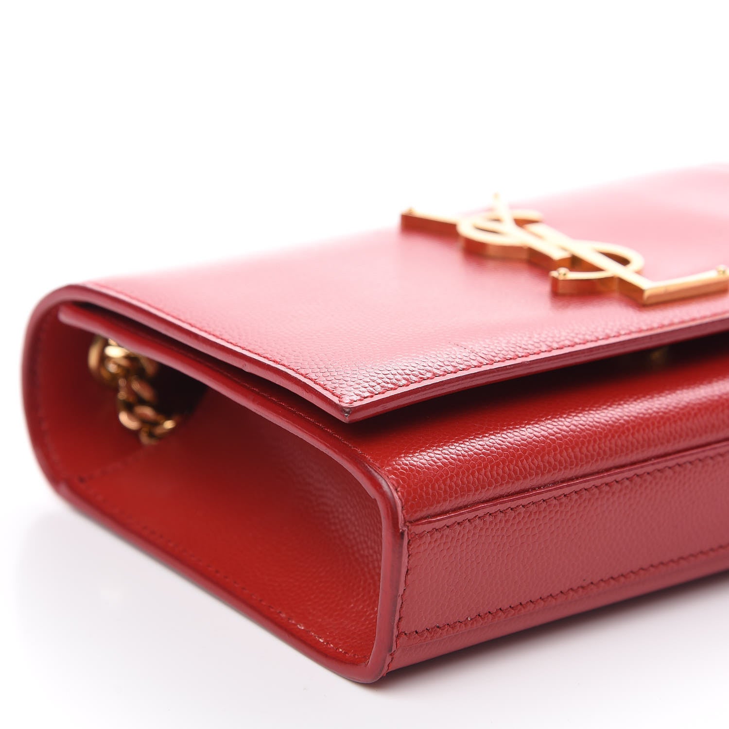 Saint Laurent Grain De Poudre Small Monogram Kate Satchel Red 6 of 11