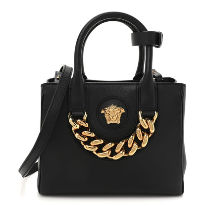 Versace Grained Calfskin Small La Medusa Chain Convertible Tote Black 1 of 9