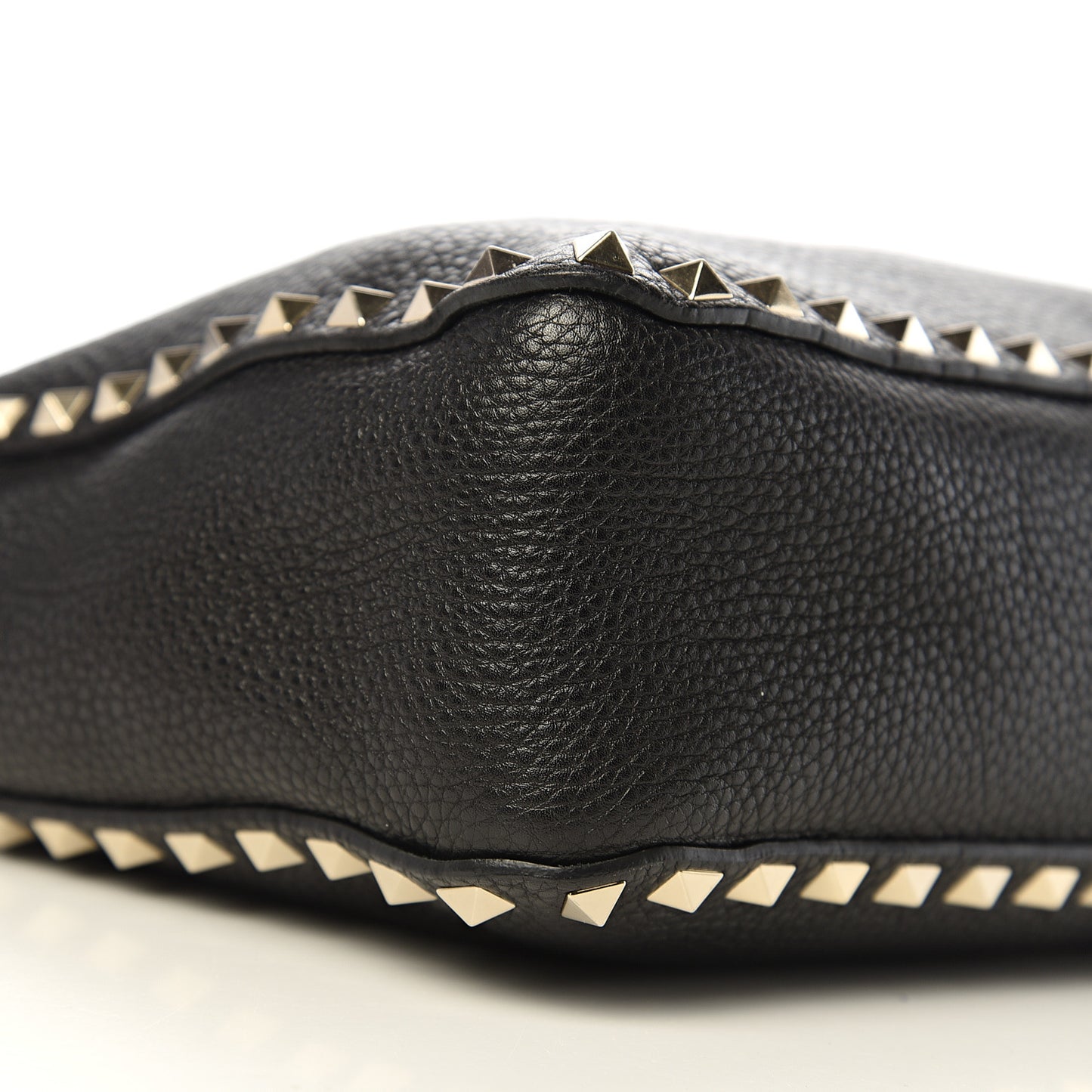 Pebbled Calfskin Small Rockstud Flip-Lock Messenger Bag Black