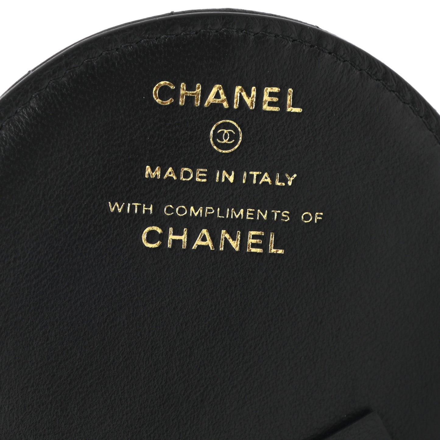 Lambskin Quilted Round Luggage Tag Black