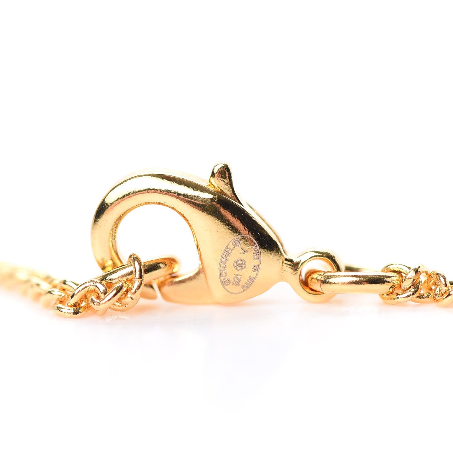 Chanel Metal CC Paris Button Necklace Gold 4 of 5