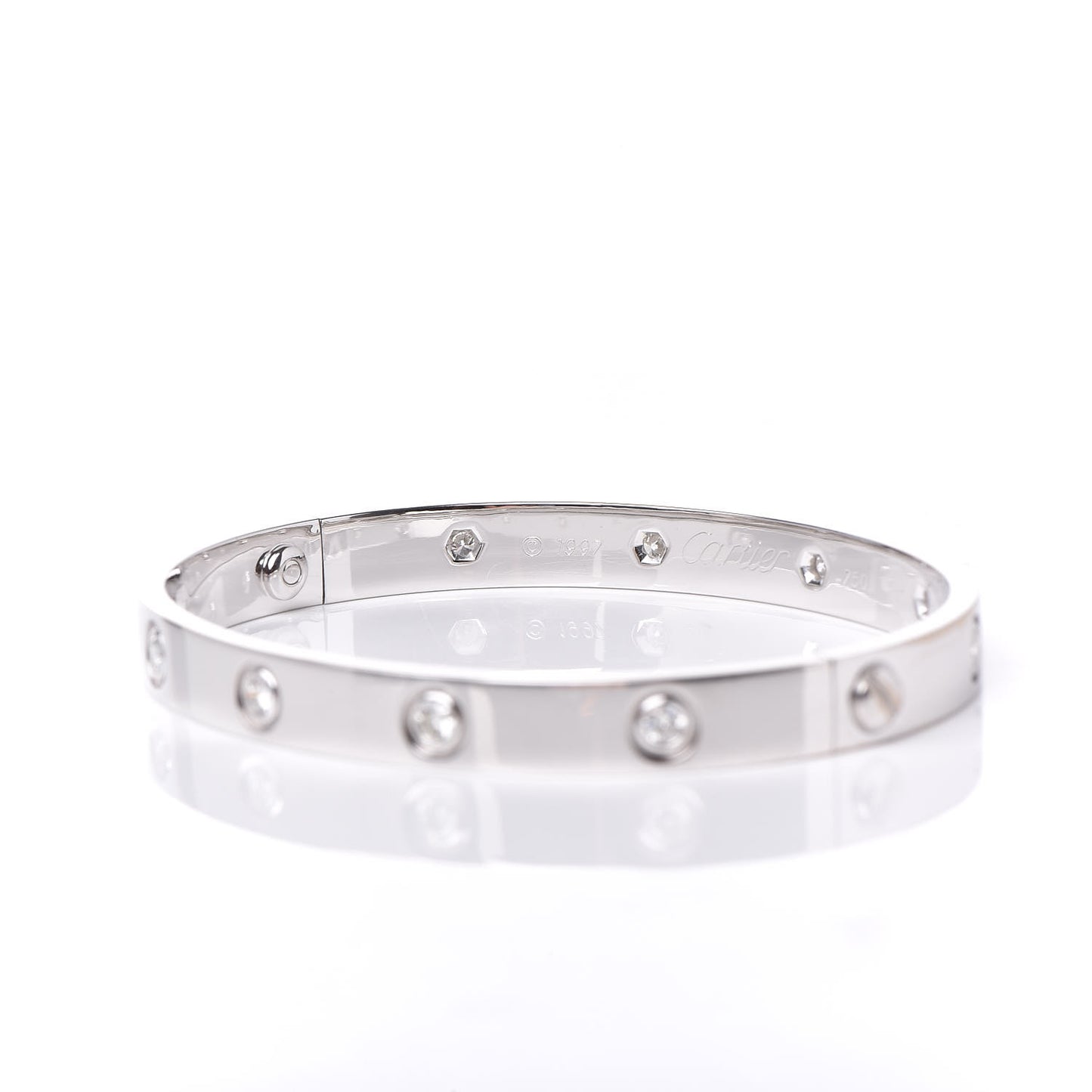 18K White Gold 10 Diamond LOVE Bracelet 17