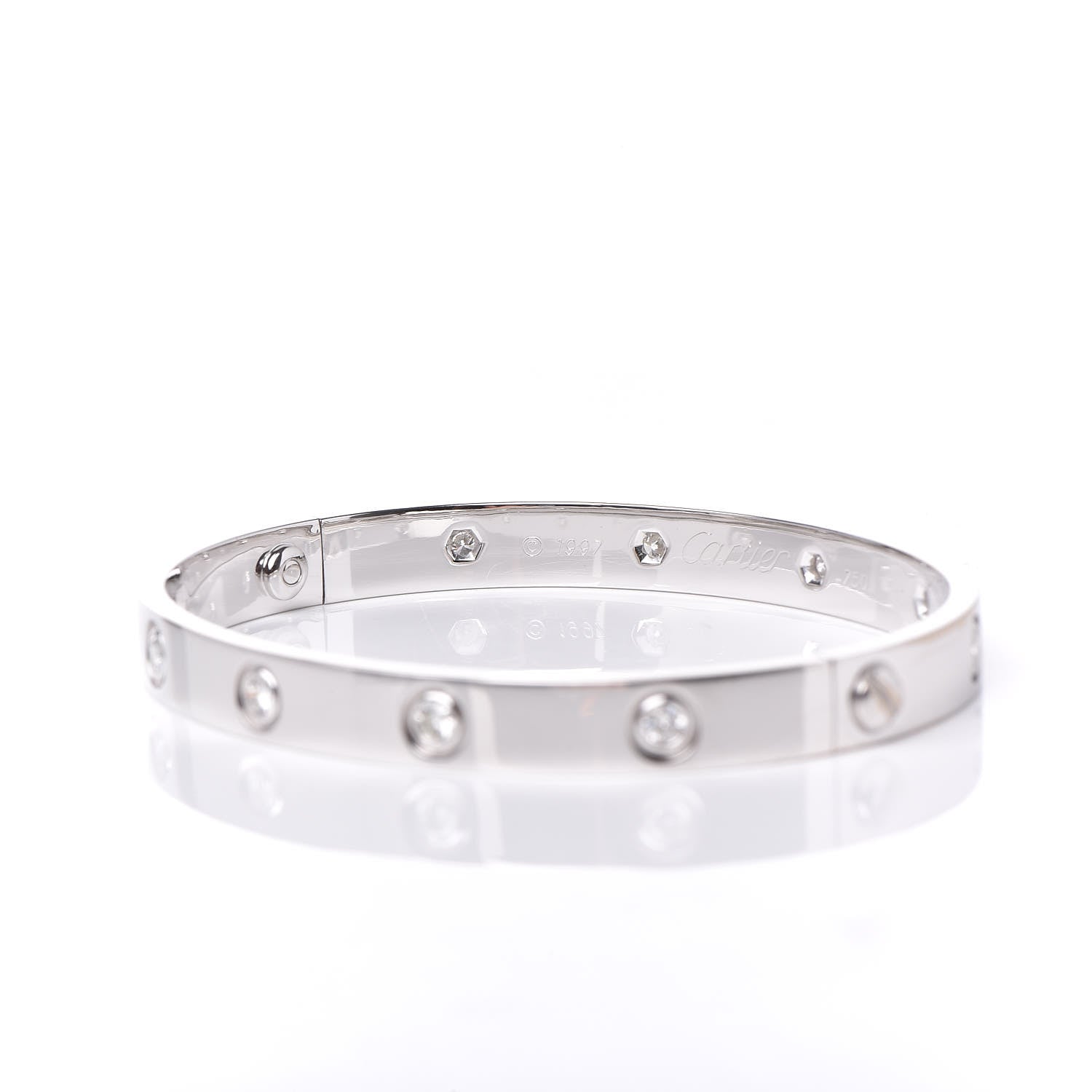Cartier 18K White Gold 10 Diamond LOVE Bracelet 17 6 of 8