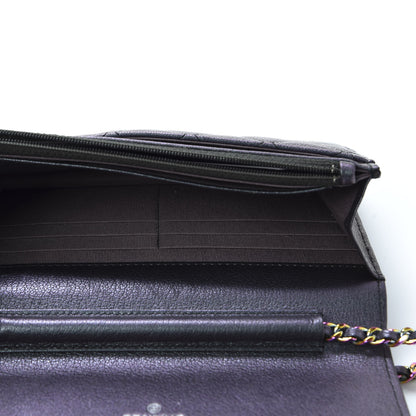 Chanel Iridescent Goatskin Quilted Wallet On Chain WOC Purple 4 of 10