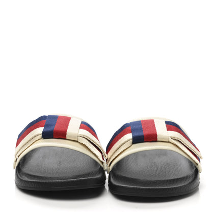 Gucci Satin Web Sylvie Bow Slide Sandals 37 White 2 of 9