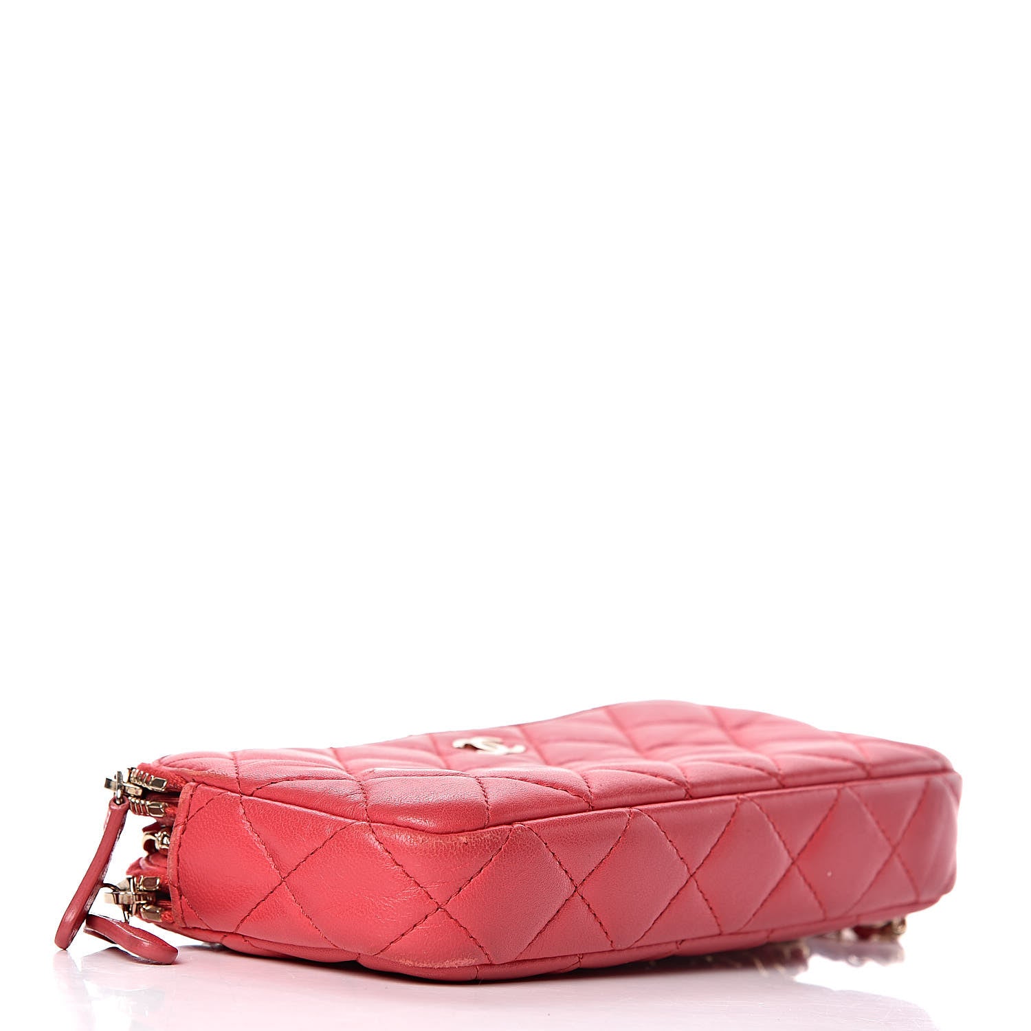 Chanel Lambskin Quilted Small Clutch With Chain Dark Pink 4 of 11