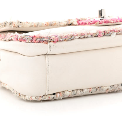 Chanel Lambskin Tweed Quilted Elegant Trim Flap White 9 of 12