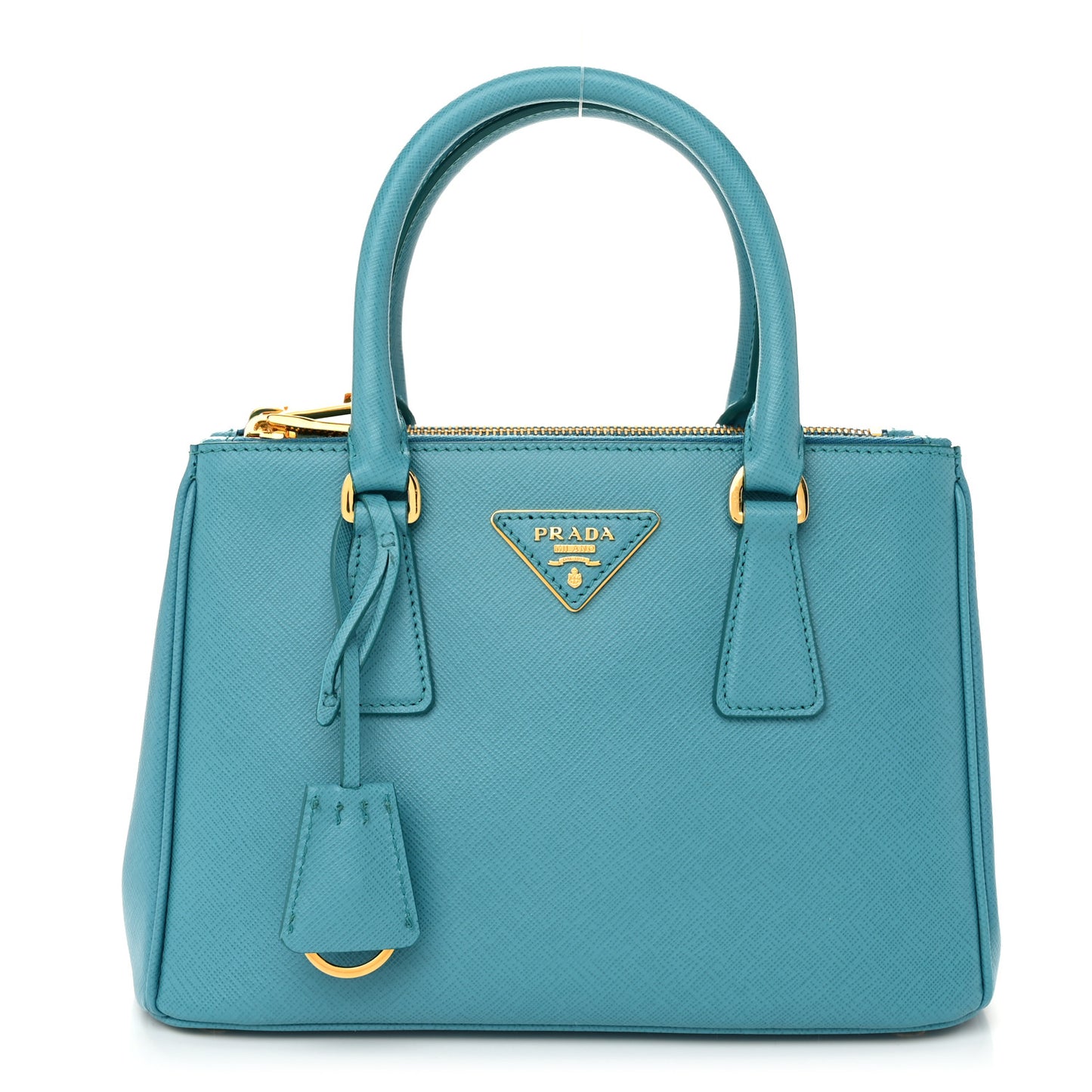 Saffiano Lux Mini Galleria Double Zip Tote Turchese