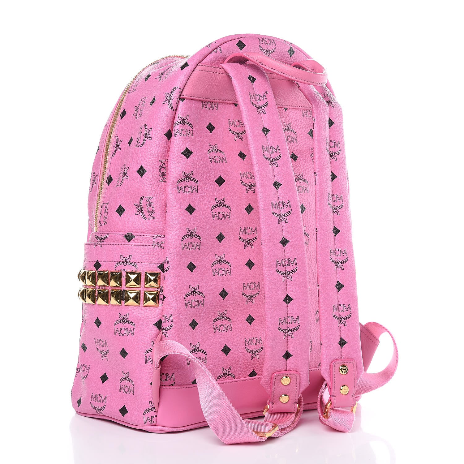 MCM Visetos Medium Side Studs Stark Backpack Pink 3 of 10