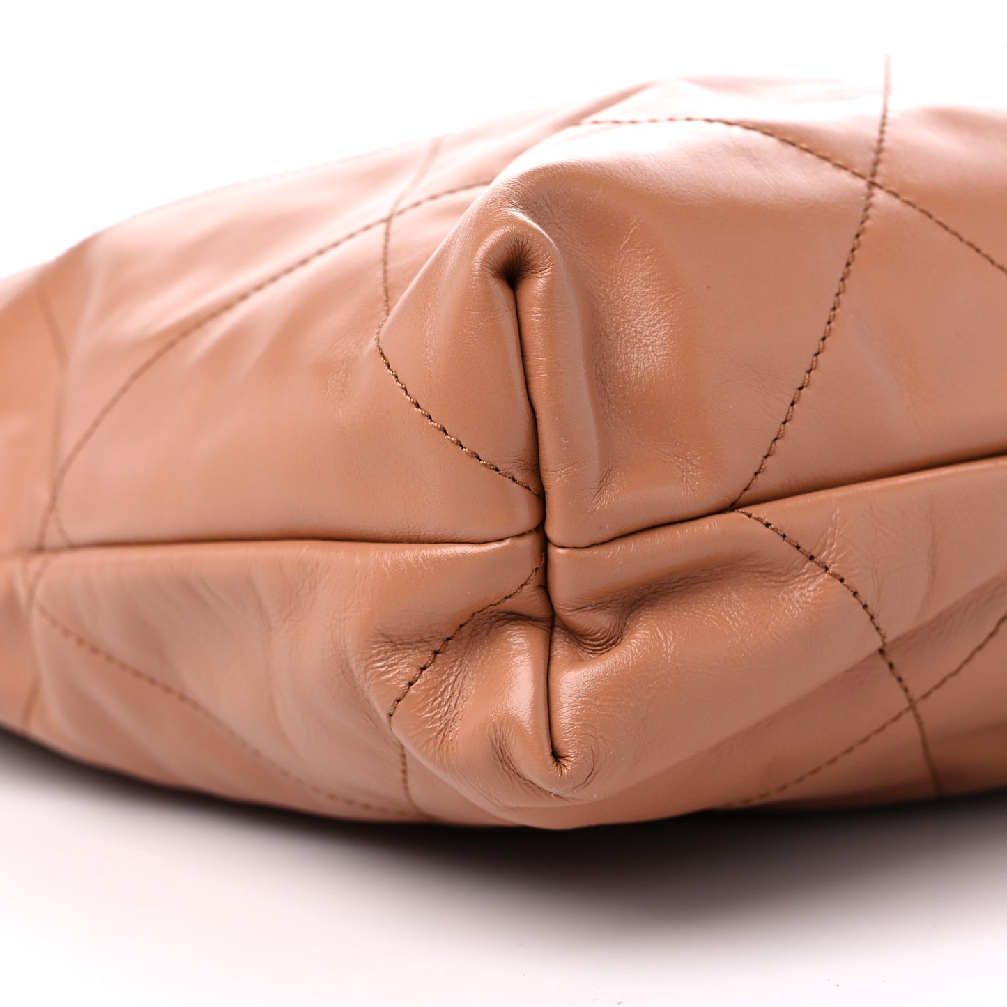 Shiny Calfskin Quilted Chanel 22 Camel