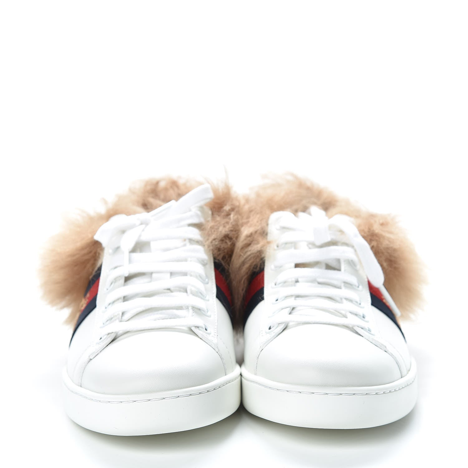 Gucci Calfskin Wool Web Bee Embroidered Womens Ace Sneakers 37.5 White 2 of 8