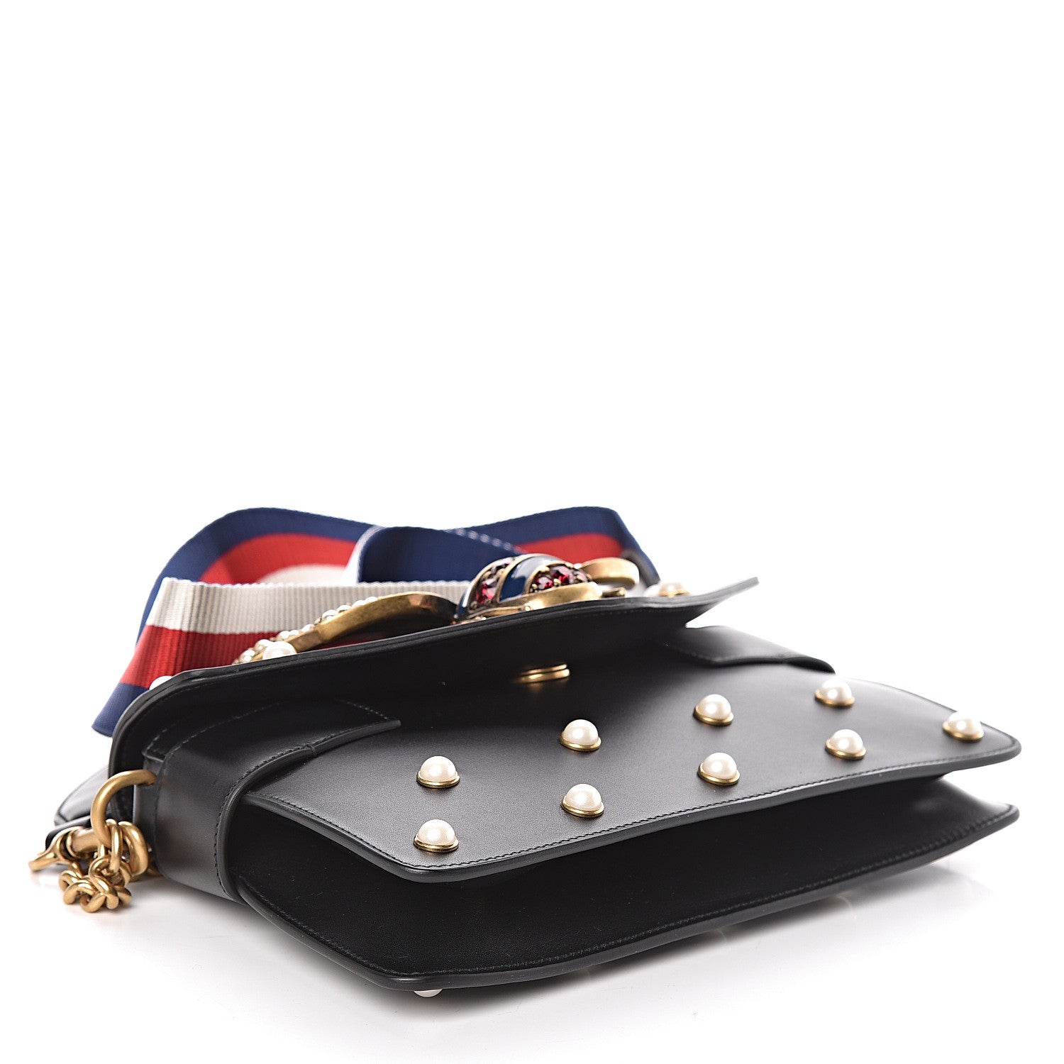 Gucci Nappa Pearl Studded Mini Queen Margaret Broadway Shoulder Bag Black 5 of 12