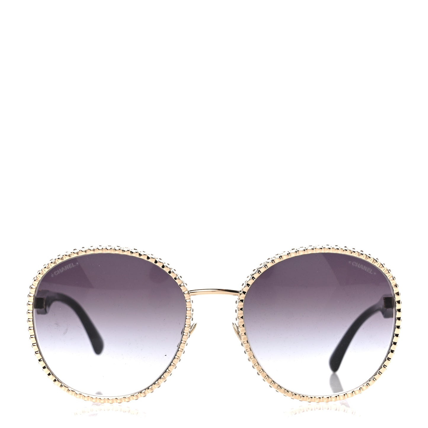 Metal Strass Round Sunglasses 71430 Gold