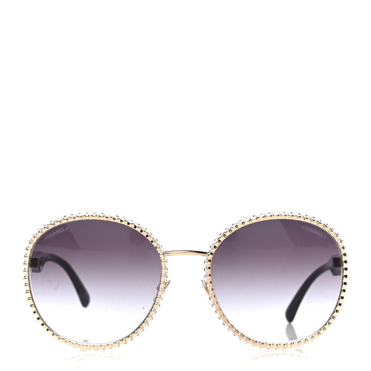Chanel Metal Strass Round Sunglasses 71430 Gold 3 of 7