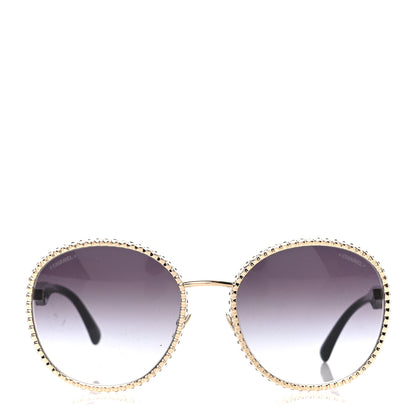 Chanel Metal Strass Round Sunglasses 71430 Gold 3 of 7