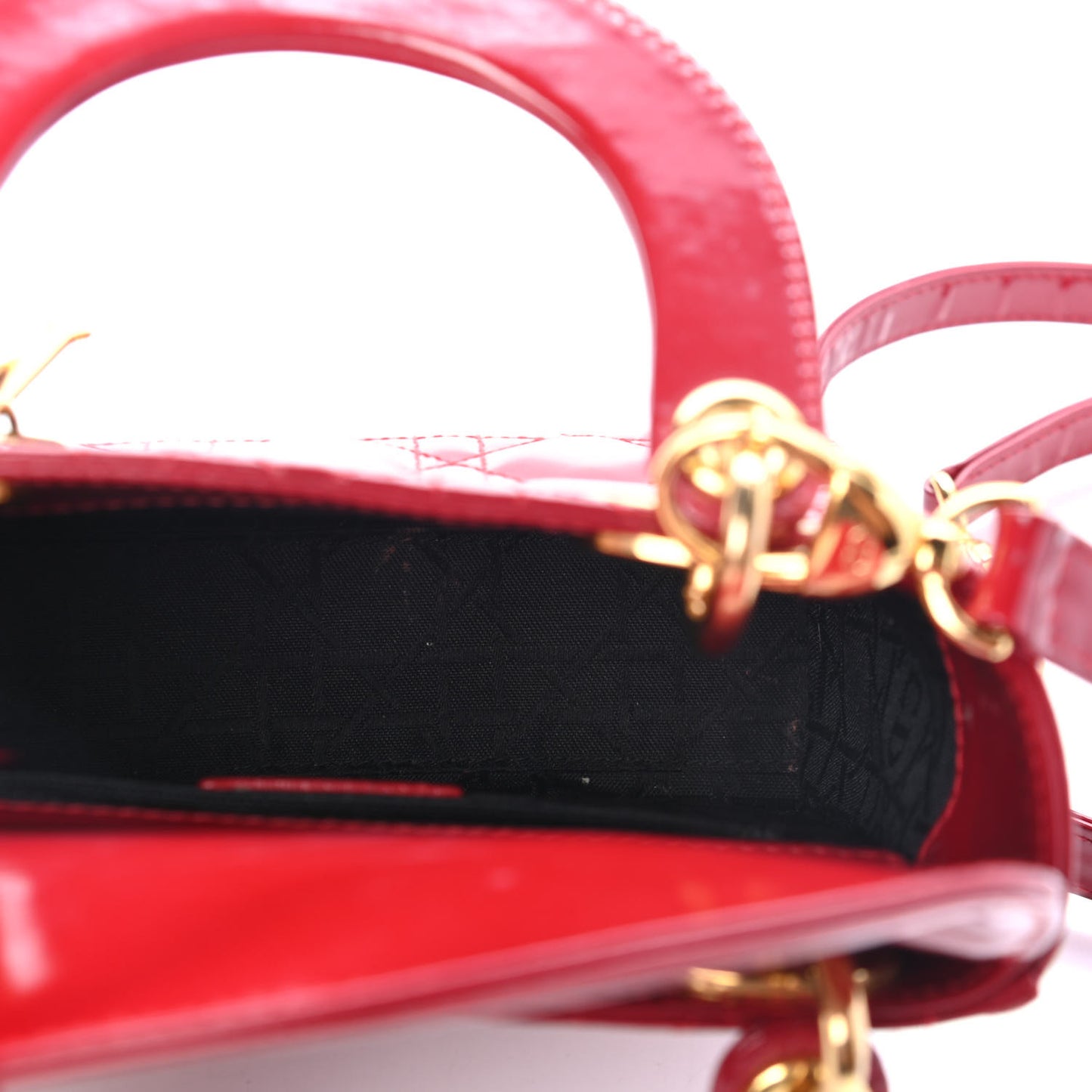 Patent Cannage Mini Lady Dior Red