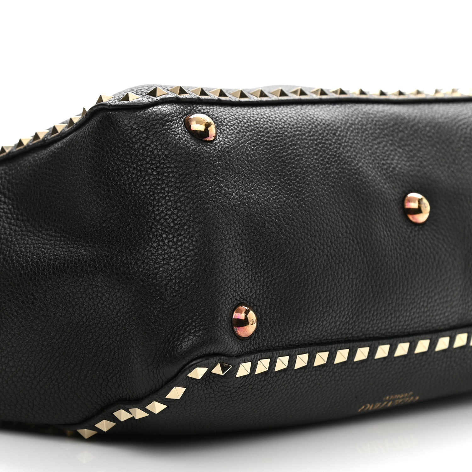 Valentino Garavani Pebbled Calfskin Medium Rockstud Tote Black 9 of 14