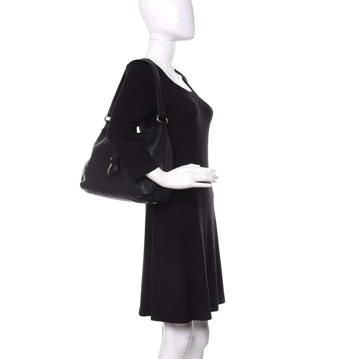 Vitello Daino Shoulder Flap Bag Black