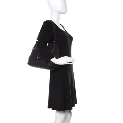 Prada Vitello Daino Shoulder Flap Bag Black 2 of 10