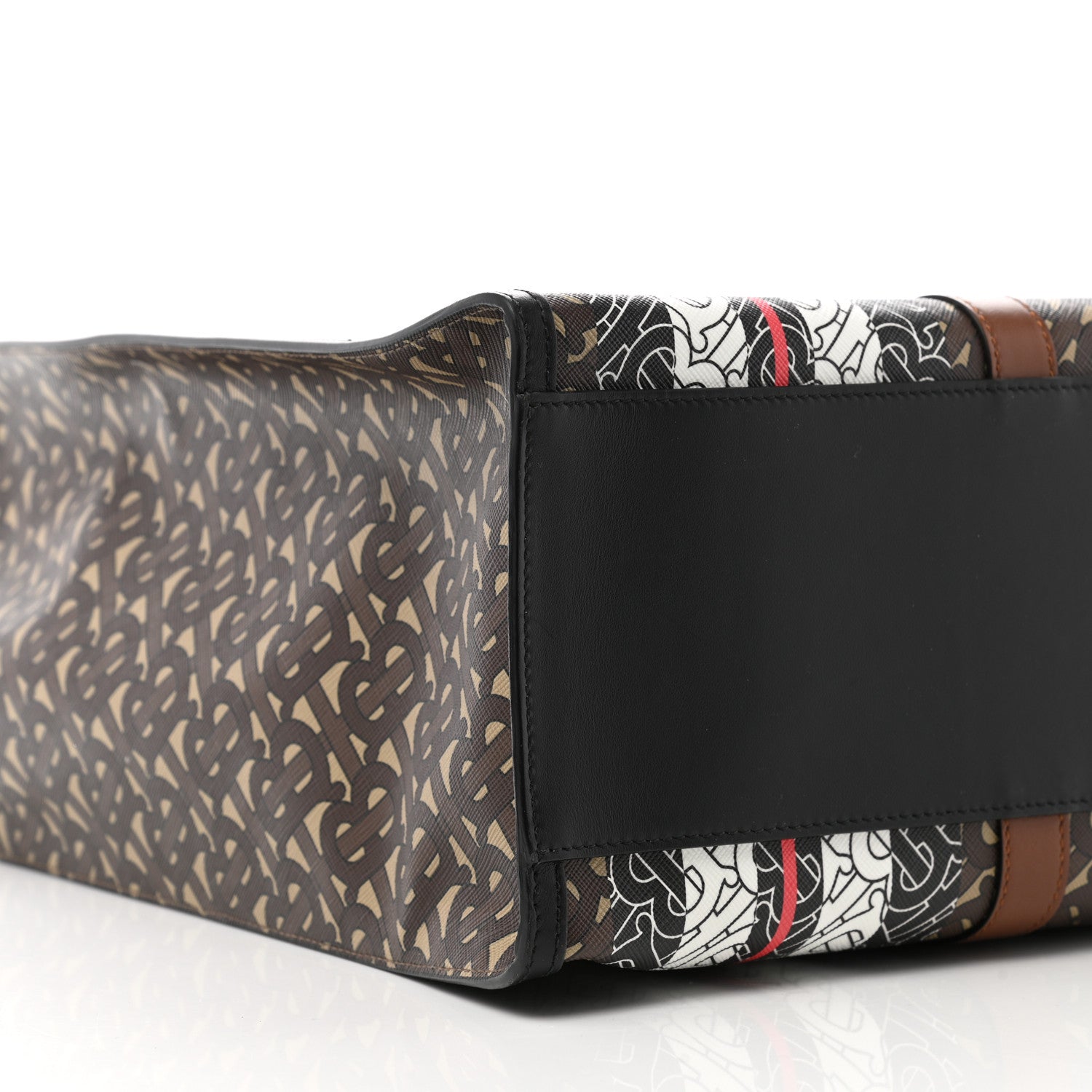 Burberry E-Canvas Monogram Stripe Book Tote Bridle Brown 8 of 9