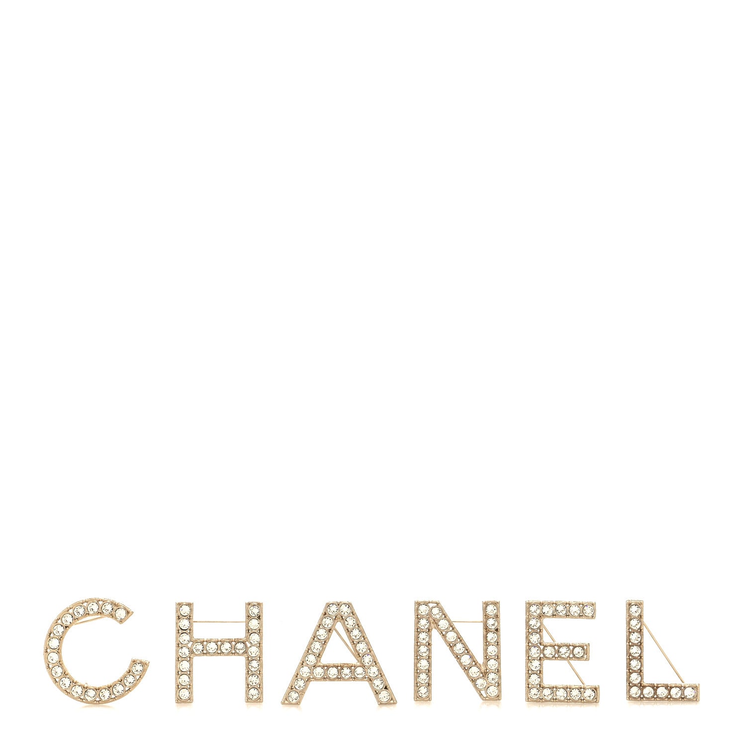 Chanel Crystal Cha-Nel Logo Brooch Set Gold 1 of 3