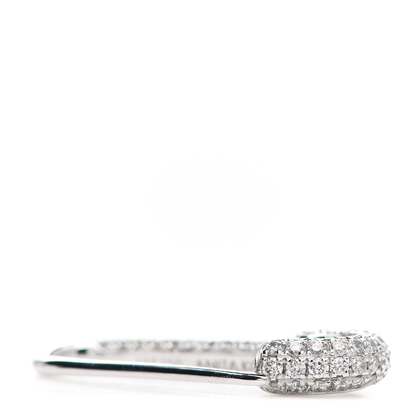 18K White Gold Diamond Mini Safety Pin Earring