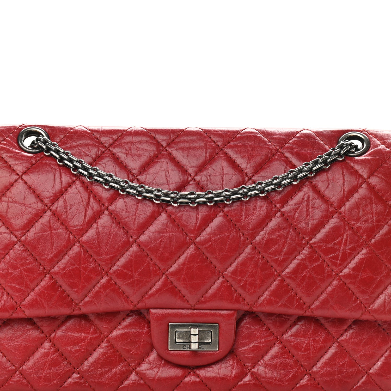 Chanel Aged Calfskin Quilted 2.55 Reissue 226 Flap Red 9 of 12