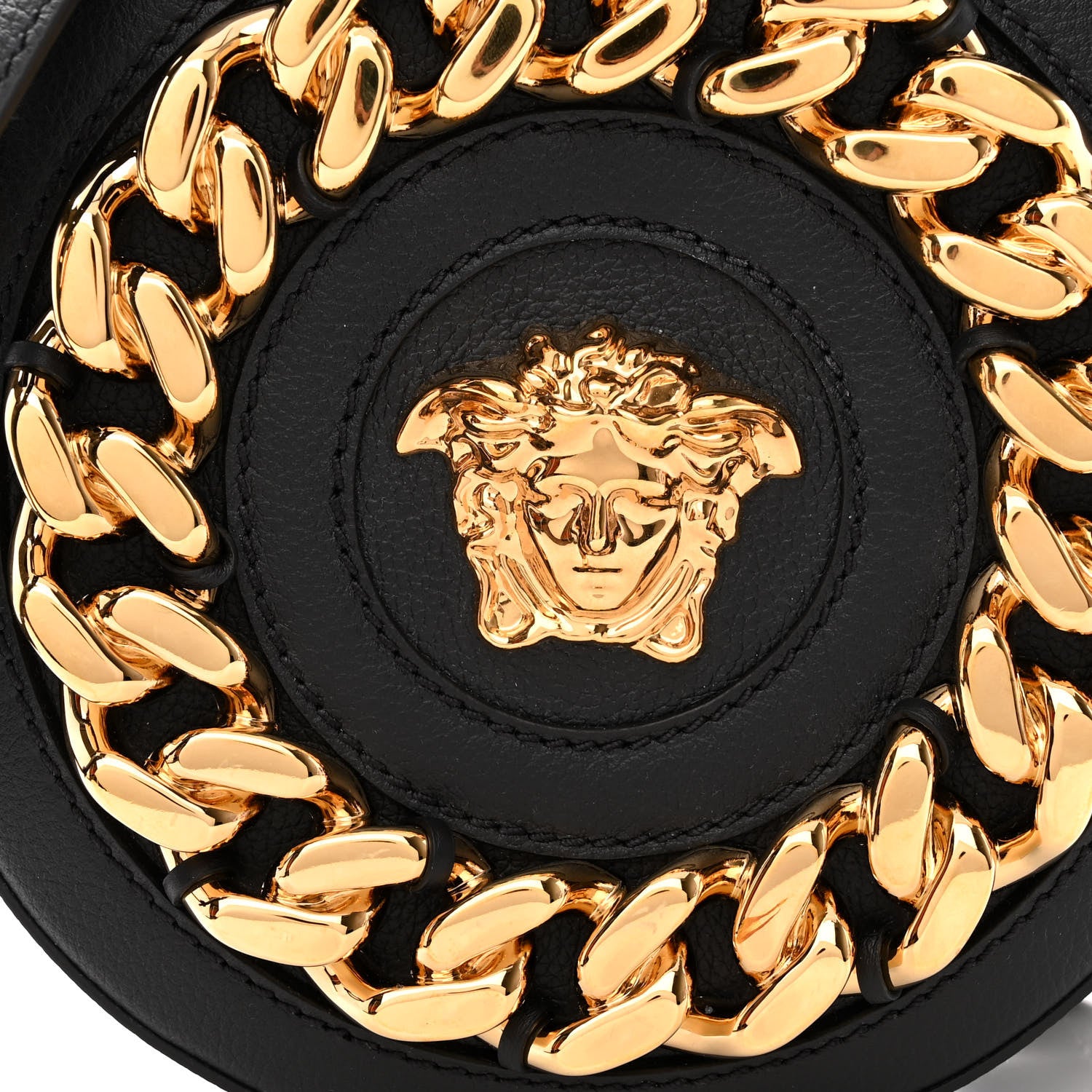 Versace Grained Calfskin Mini La Medusa Disco Round Crossbody Bag Black 6 of 8