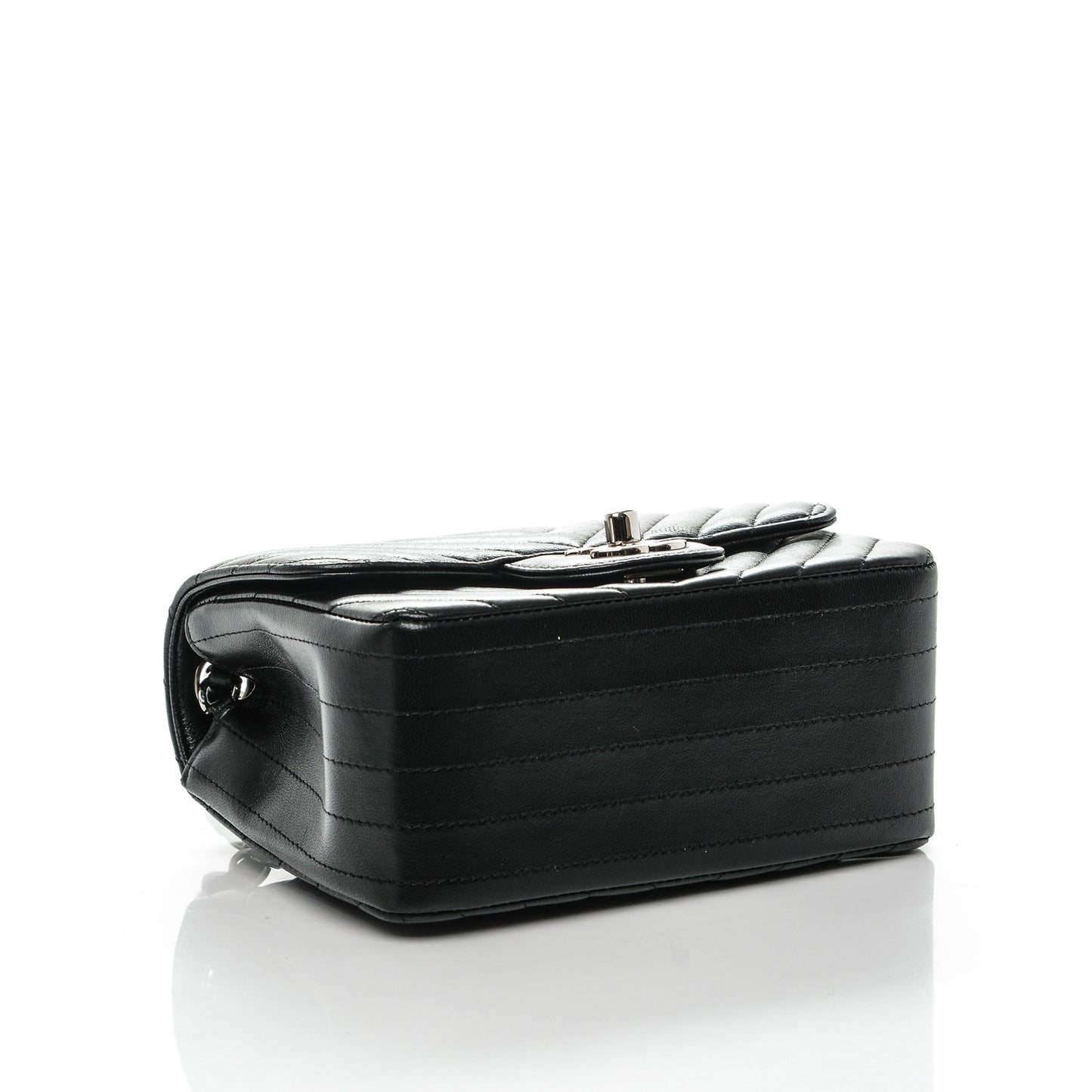 Lambskin Chevron Quilted Mini Square Flap Black