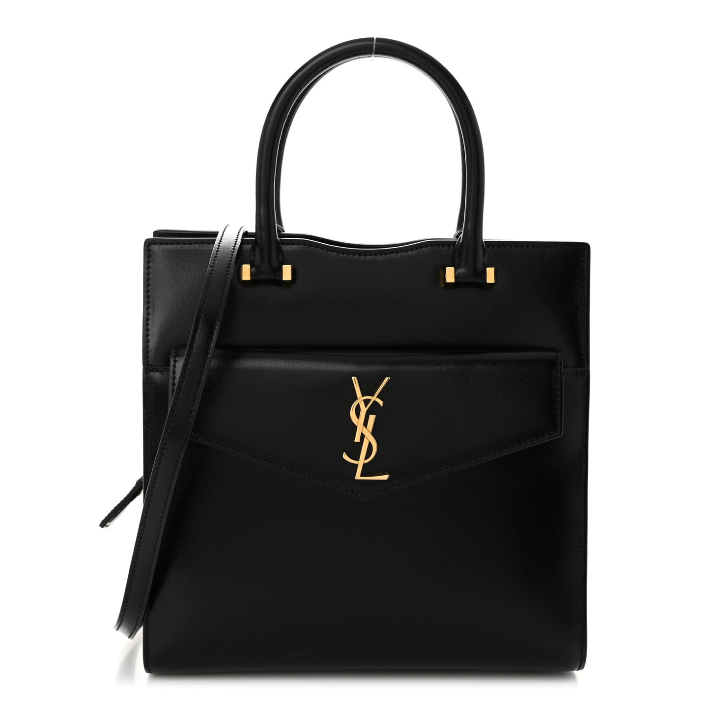 Shiny Calfskin Small Uptown Tote Black
