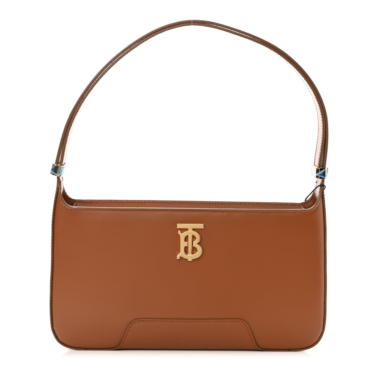 The Burberry Warm Tan Smooth Calfskin Monogram Medium TB Shoulder Bag from FASHIONPHILE